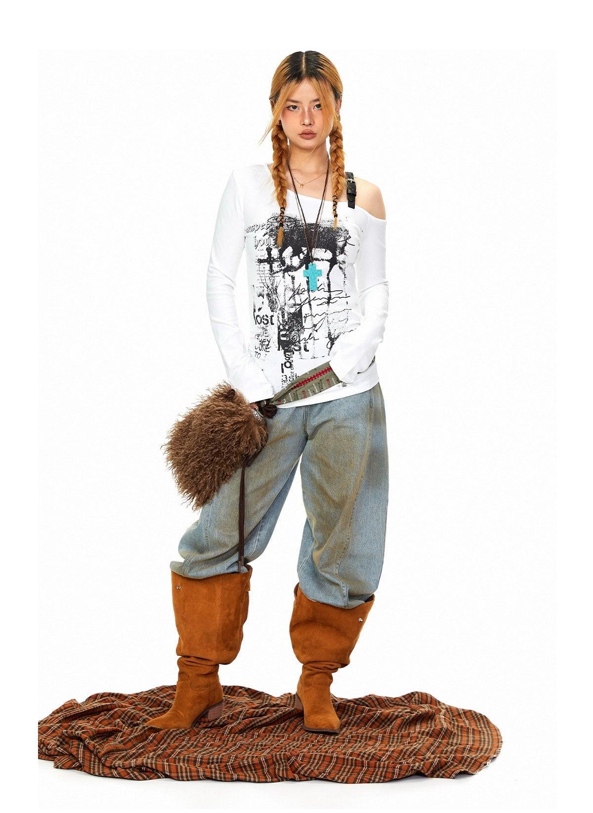 BB Drop Shoulder Slim Long Sleeve T-Shirt-korean-fashion-T-Shirt-BB's Closet-OH Garments