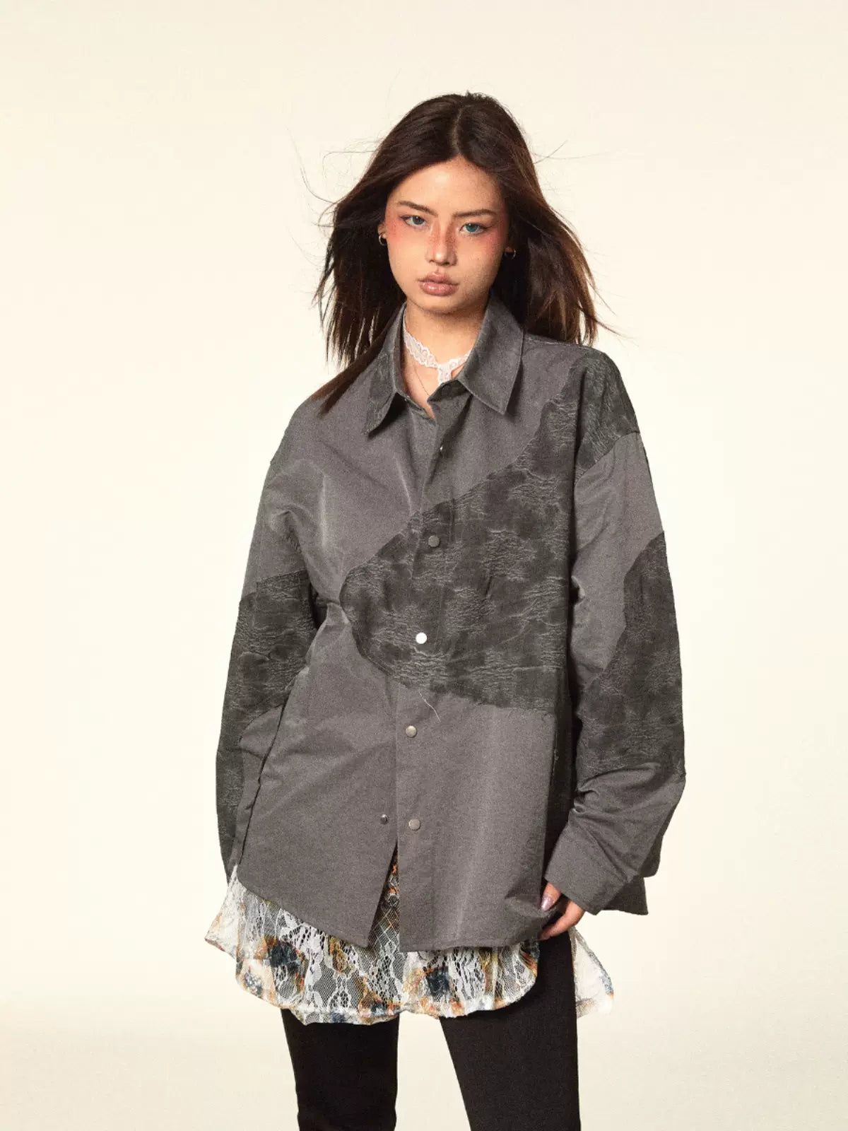 BB Embossed Irregular Stitched Shirt-korean-fashion-Shirt-BB's Closet-OH Garments