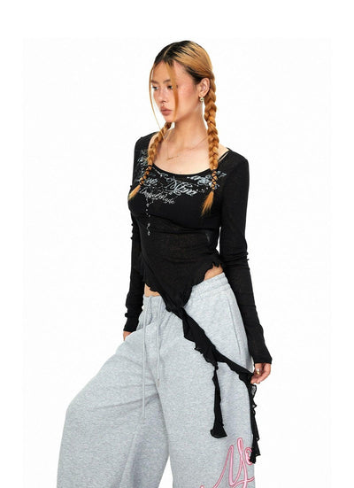 BB Extended Ruffle Printed Blouse-korean-fashion-Blouse-BB's Closet-OH Garments