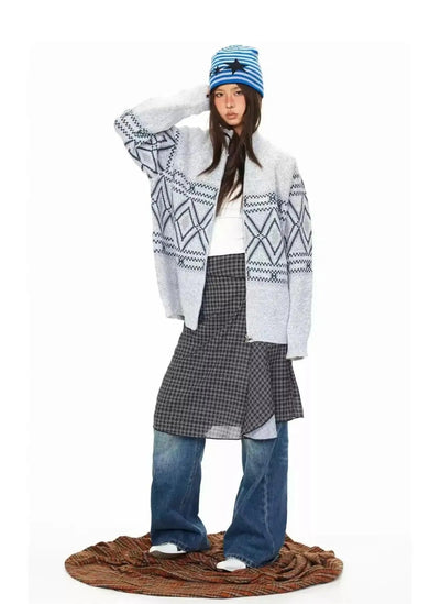 BB Fair Isle Full-Zip Knit Cardigan-korean-fashion-Cardigan-BB's Closet-OH Garments