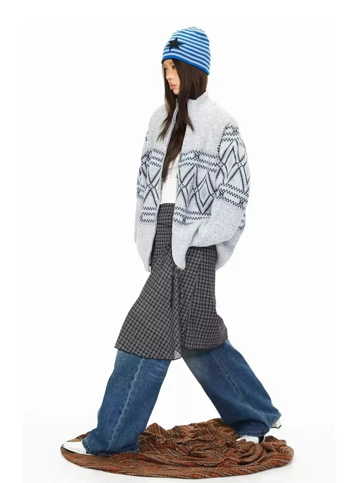 BB Fair Isle Full-Zip Knit Cardigan-korean-fashion-Cardigan-BB's Closet-OH Garments