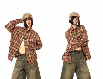 BB Flap Front Pocket Plaid Shirt-korean-fashion-Shirt-BB's Closet-OH Garments