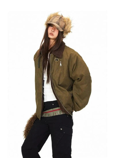 BB Fleece-Lined Wax Bomber Jacket-korean-fashion-Jacket-BB's Closet-OH Garments