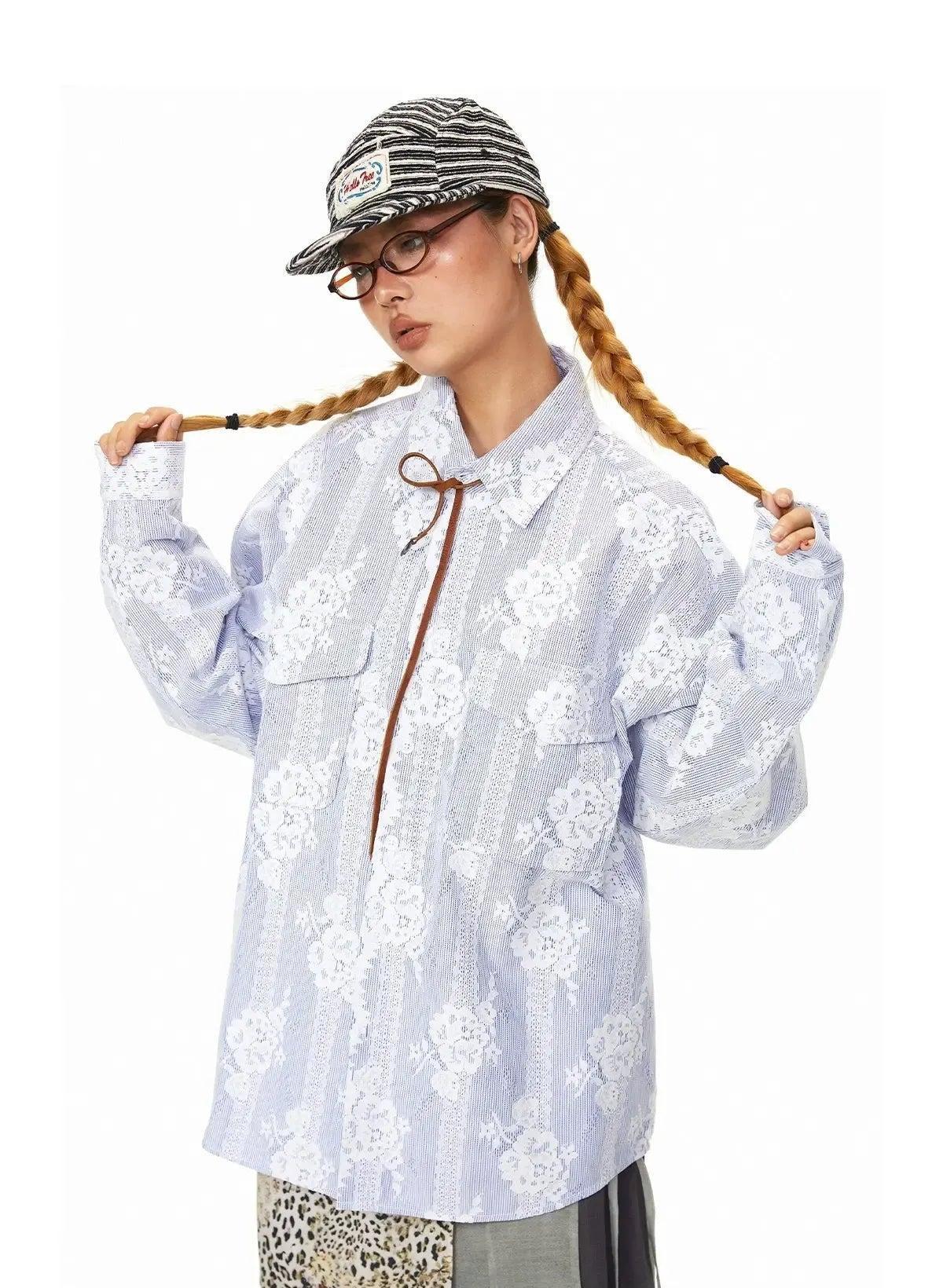 BB Floral Lace Crochet L/S Shirt-korean-fashion-Shirt-BB's Closet-OH Garments