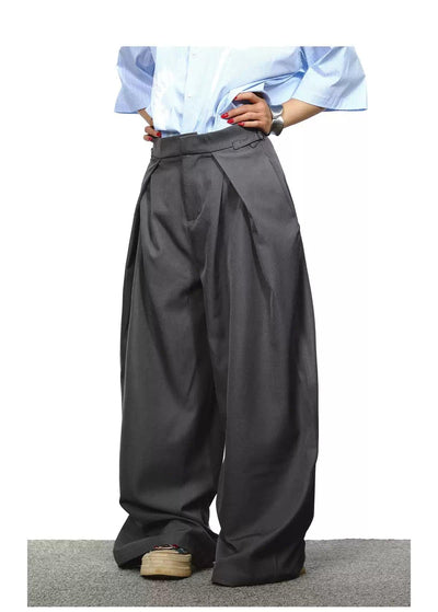 BB Fold Pleats Wide Leg Trousers-korean-fashion-Trousers-BB's Closet-OH Garments