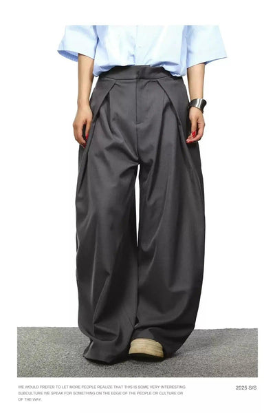 BB Fold Pleats Wide Leg Trousers-korean-fashion-Trousers-BB's Closet-OH Garments