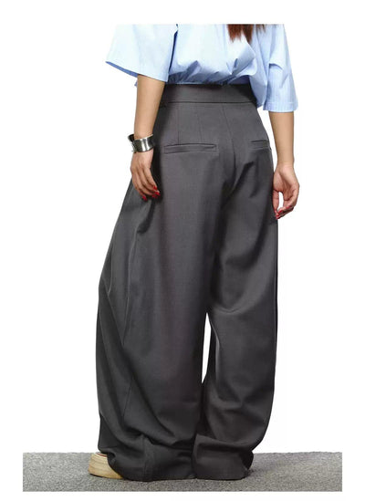 BB Fold Pleats Wide Leg Trousers-korean-fashion-Trousers-BB's Closet-OH Garments