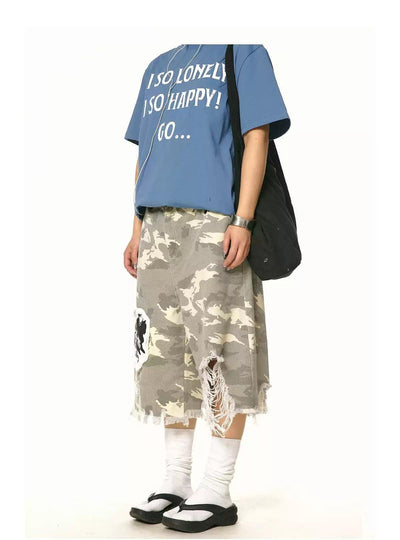 BB Fringed Patch Detail Camo Cargo Shorts-korean-fashion-Shorts-BB's Closet-OH Garments