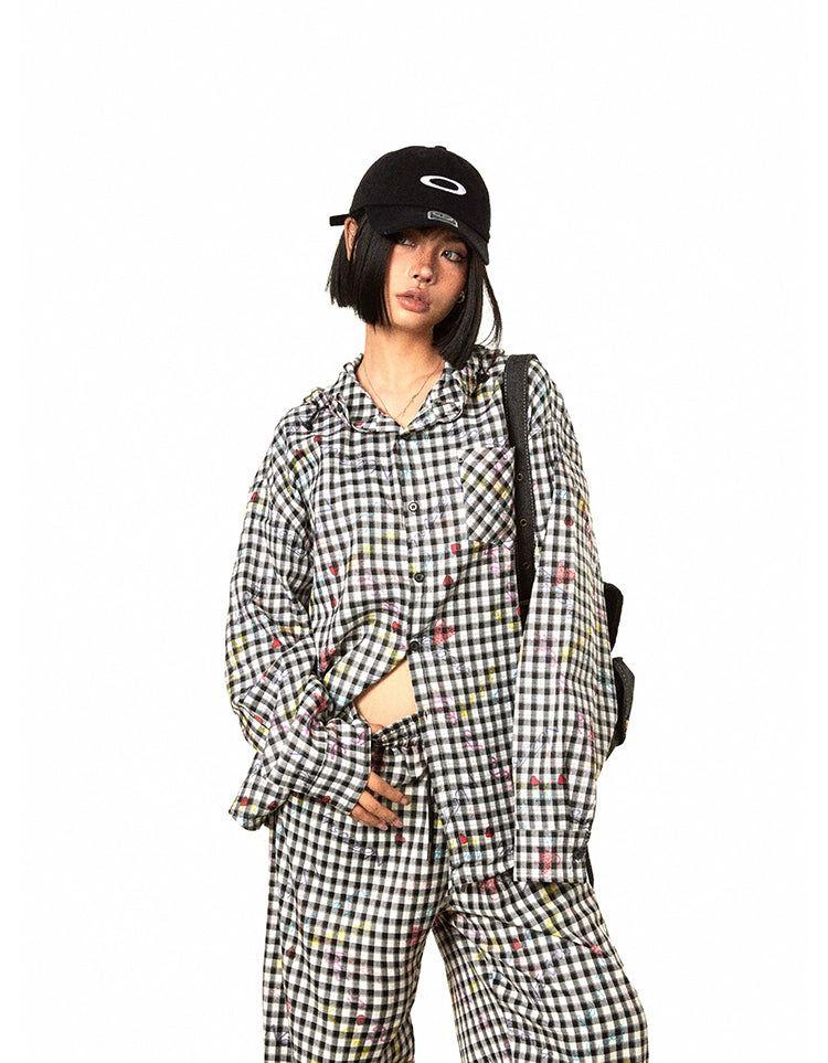 BB Front Pocket Grid Hooded Shirt-korean-fashion-Shirt-BB's Closet-OH Garments