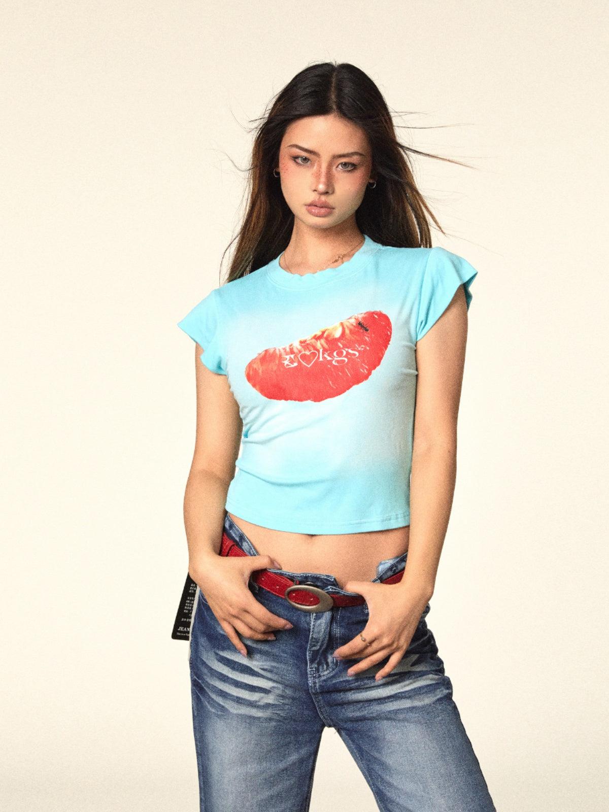 BB Fruit Graphic Cropped T-Shirt-korean-fashion-T-Shirt-BB's Closet-OH Garments