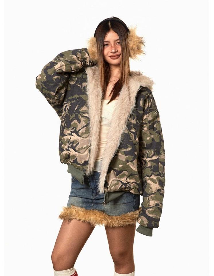 BB Fur Collar Camo Hooded Puffer Jacket-korean-fashion-Jacket-BB's Closet-OH Garments