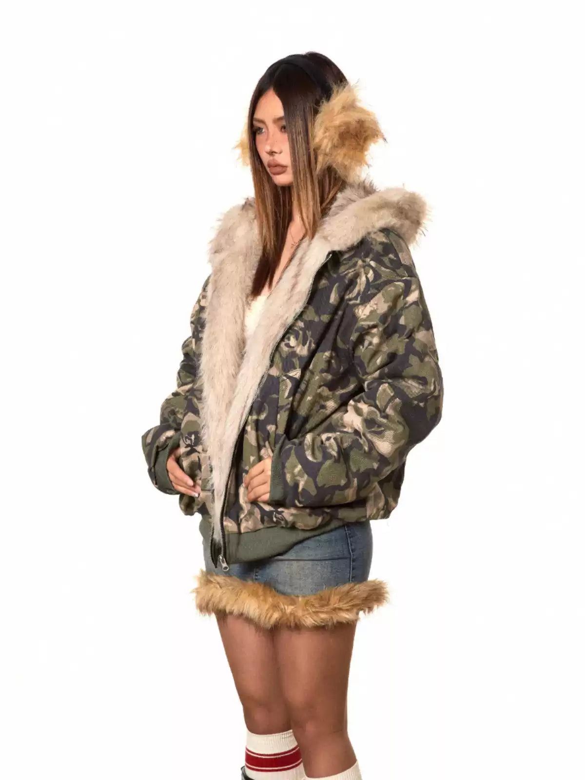 BB Fur Collar Camo Hooded Puffer Jacket-korean-fashion-Jacket-BB's Closet-OH Garments