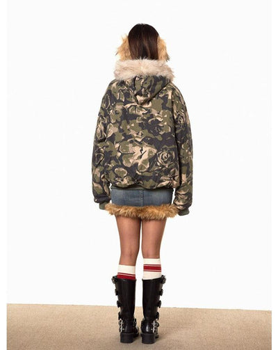 BB Fur Collar Camo Hooded Puffer Jacket-korean-fashion-Jacket-BB's Closet-OH Garments