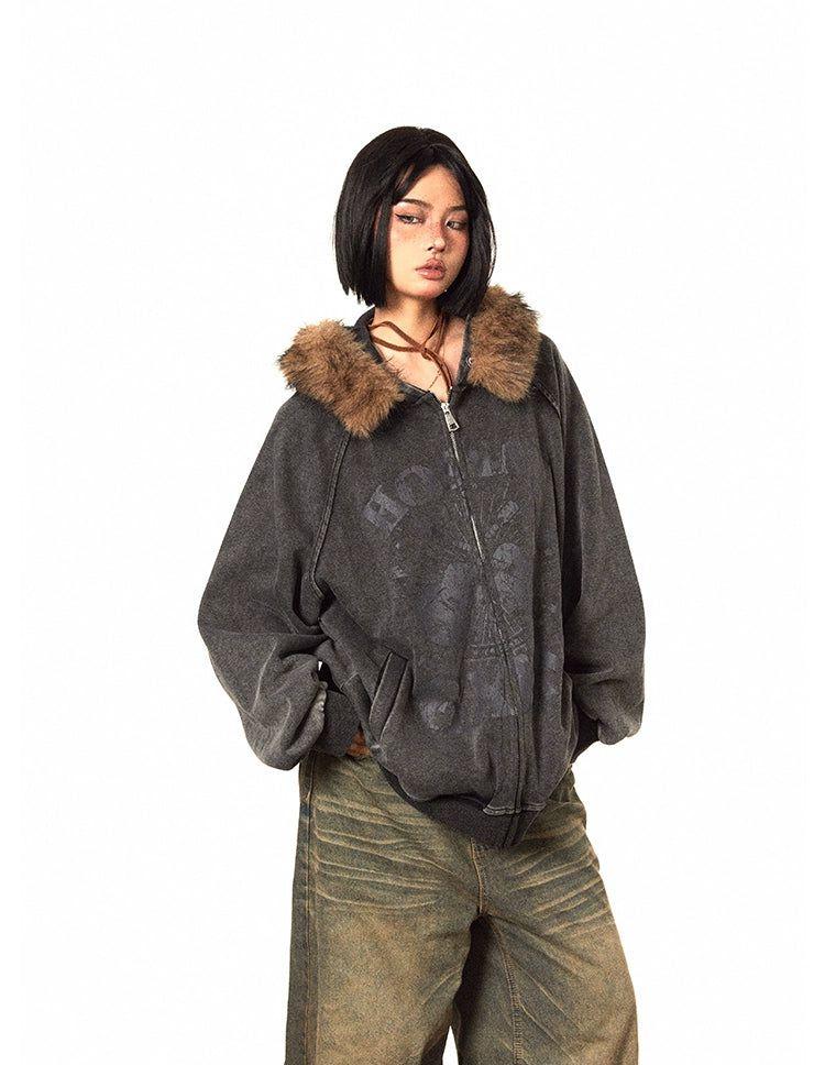 BB Fur Hood Washed Hoodie-korean-fashion-Hoodie-BB's Closet-OH Garments