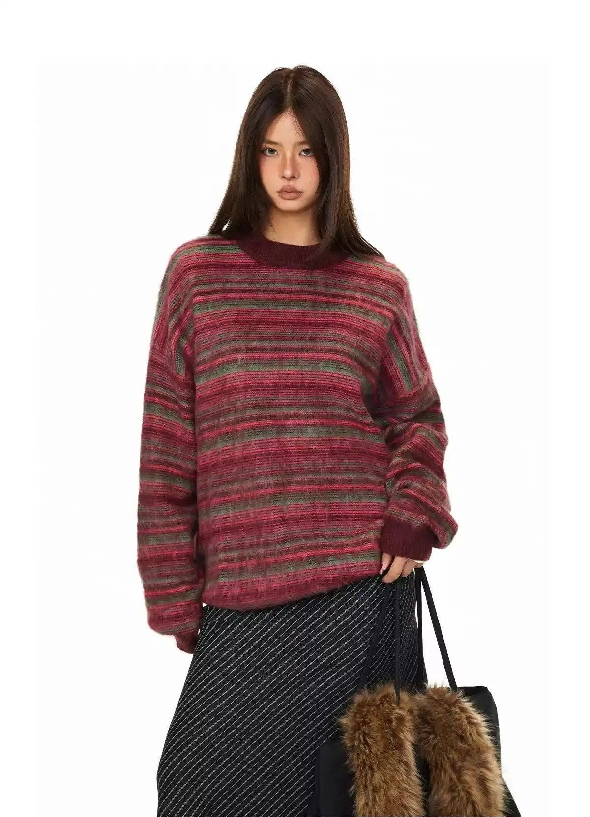 BB Fuzzy Stripes Sweater-korean-fashion-Sweater-BB's Closet-OH Garments