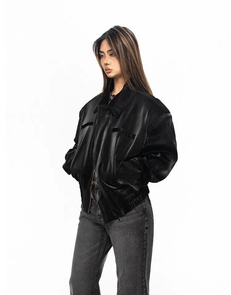 BB Glossy Shoulder Pad Loose Jacket-korean-fashion-Jacket-BB's Closet-OH Garments
