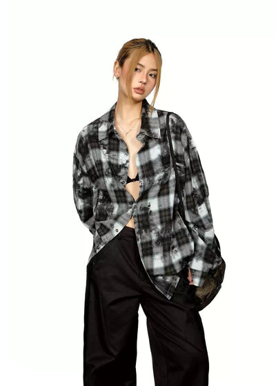 BB Gradient Plaid Loose Shirt-korean-fashion-Shirt-BB's Closet-OH Garments