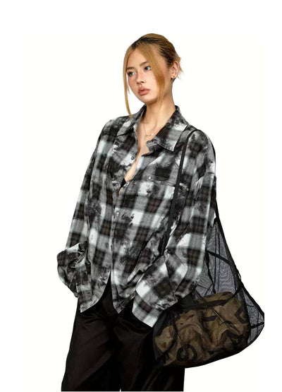 BB Gradient Plaid Loose Shirt-korean-fashion-Shirt-BB's Closet-OH Garments