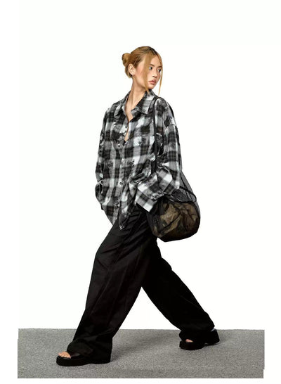 BB Gradient Plaid Loose Shirt-korean-fashion-Shirt-BB's Closet-OH Garments