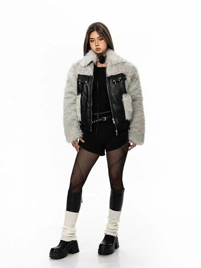BB Heavy Plush Metallic PU Leather Jacket-korean-fashion-Jacket-BB's Closet-OH Garments