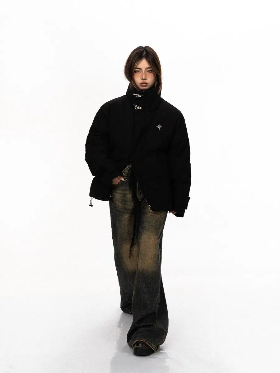 BB Hidden Zip Metal Buckle Puffer Jacket-korean-fashion-Jacket-BB's Closet-OH Garments