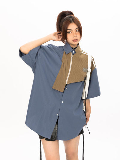 BB Irregular Textured Layer Area Buttoned Shirt-korean-fashion-Shirt-BB's Closet-OH Garments