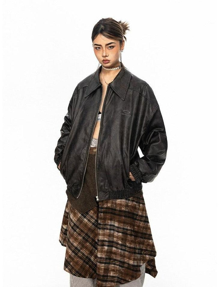 BB Lapel Faux Leather Jacket-korean-fashion-Jacket-BB's Closet-OH Garments