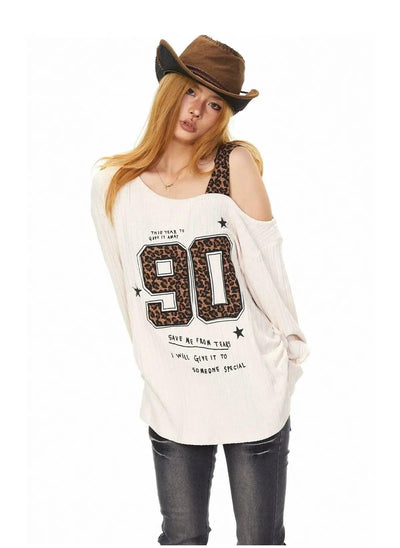 BB Leopard Print Textured Long Sleeve T-Shirt-korean-fashion-T-Shirt-BB's Closet-OH Garments