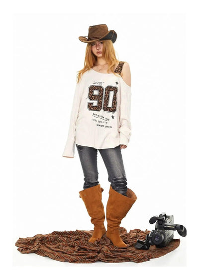 BB Leopard Print Textured Long Sleeve T-Shirt-korean-fashion-T-Shirt-BB's Closet-OH Garments