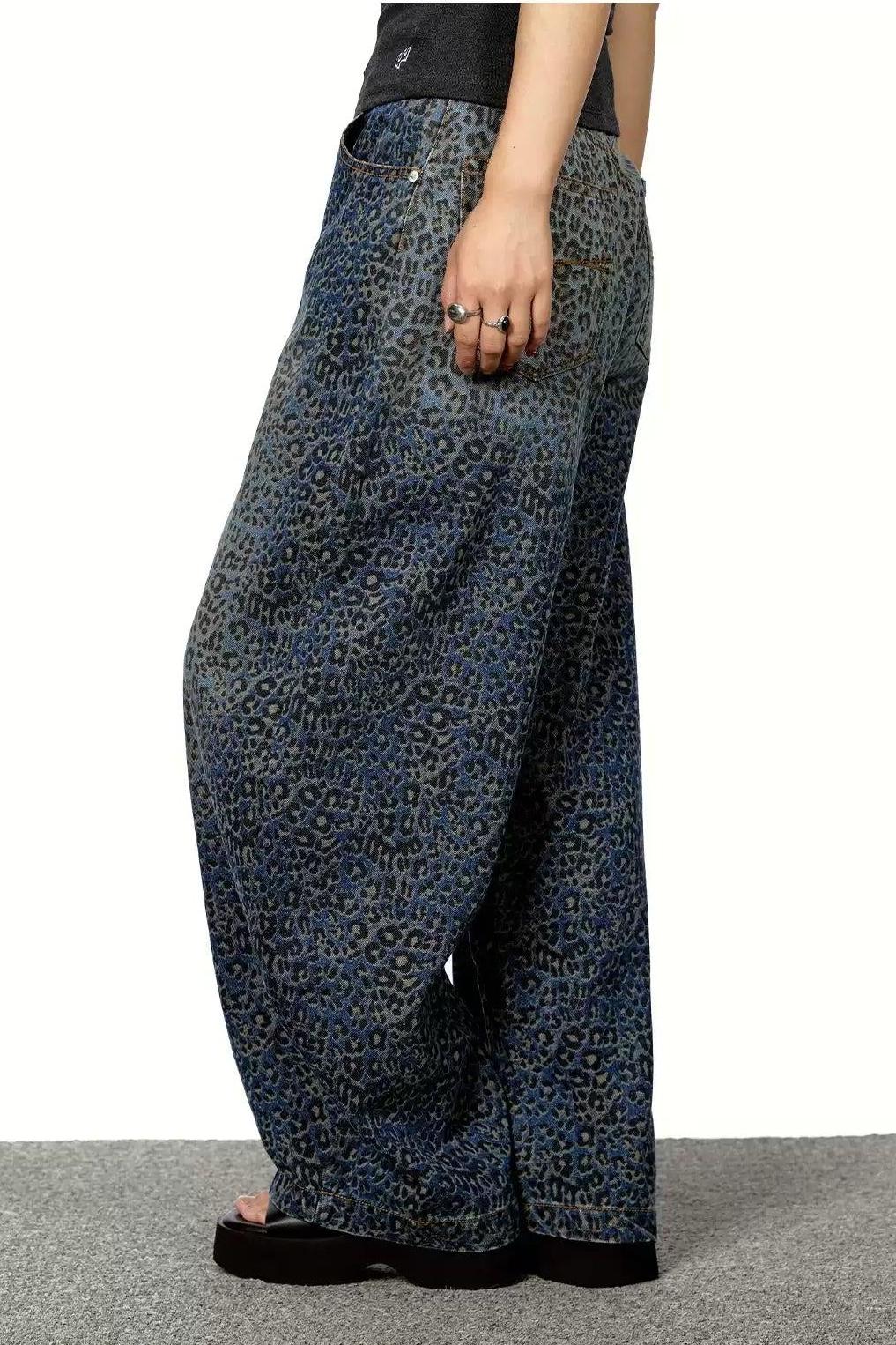 BB Leopard Print Wide Leg Jeans-korean-fashion-Jeans-BB's Closet-OH Garments