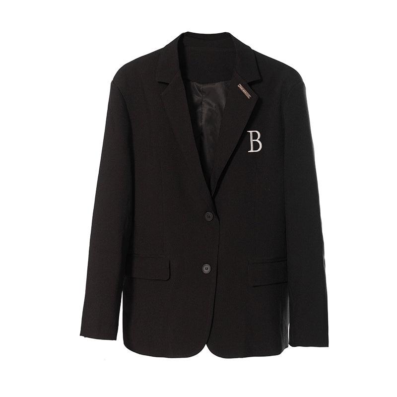 BB Letter B Metal Detail Classic Blazer-korean-fashion-Blazer-BB's Closet-OH Garments