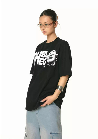 BB Lettered & Face Graphic T-Shirt-korean-fashion-T-Shirt-BB's Closet-OH Garments