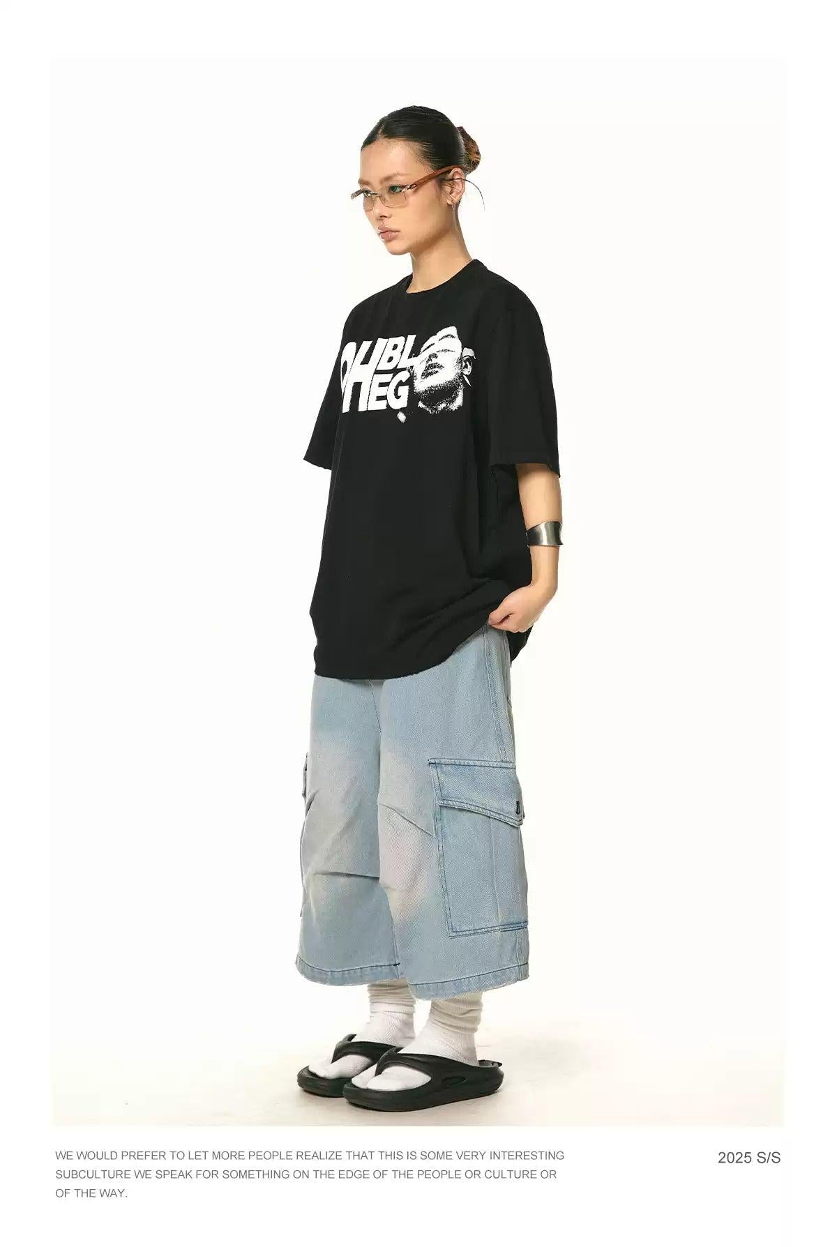 BB Lettered & Face Graphic T-Shirt-korean-fashion-T-Shirt-BB's Closet-OH Garments