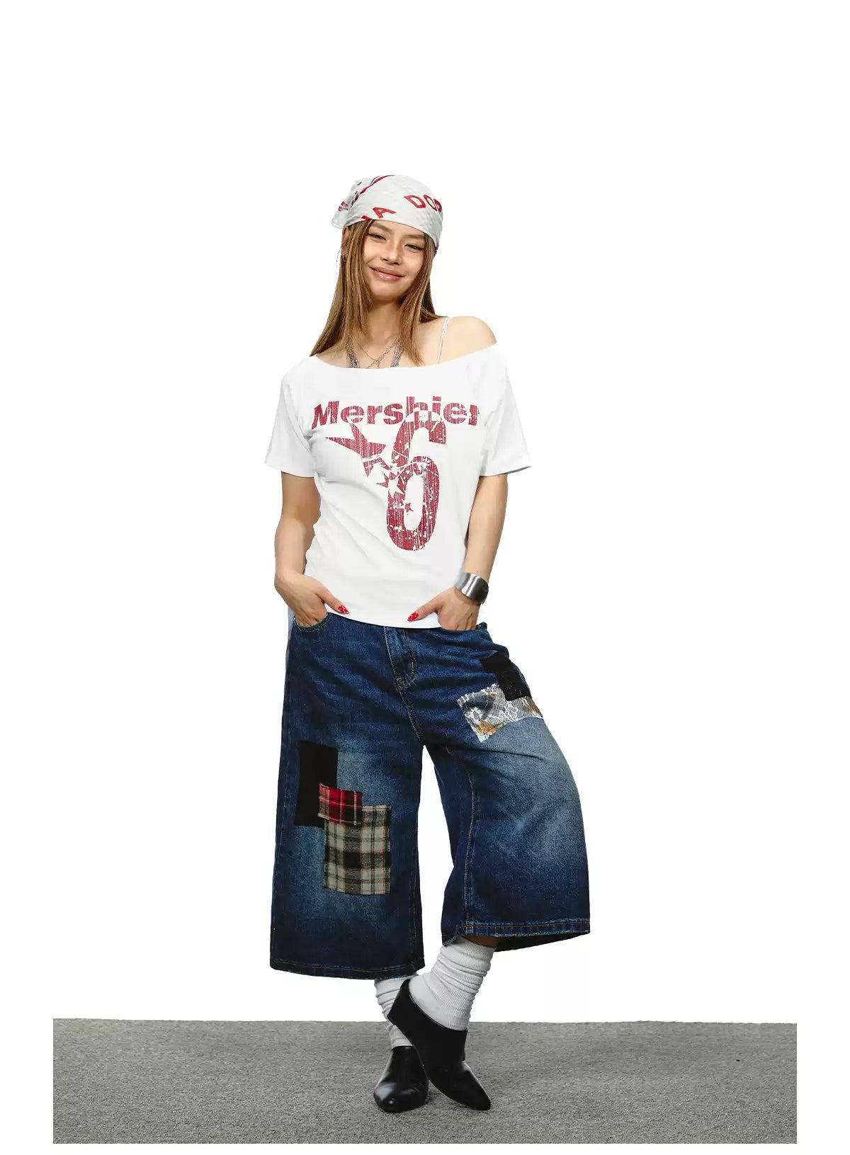 BB Lettered Off-Shoulder T-Shirt-korean-fashion-T-Shirt-BB's Closet-OH Garments