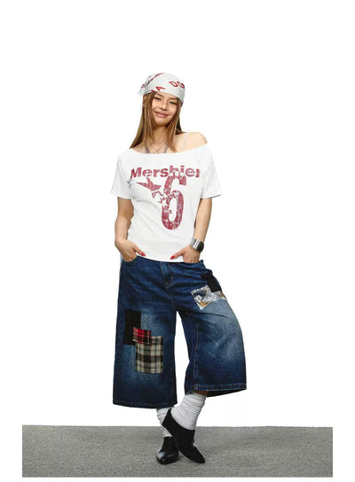 BB Lettered Off-Shoulder T-Shirt-korean-fashion-T-Shirt-BB's Closet-OH Garments