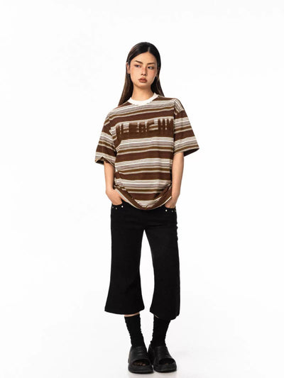 BB Lettered Stripes T-Shirt-korean-fashion-T-Shirt-BB's Closet-OH Garments