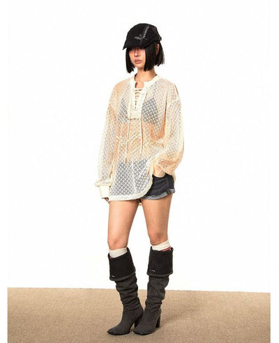 BB Mesh Net Pull String Sweater-korean-fashion-Sweater-BB's Closet-OH Garments