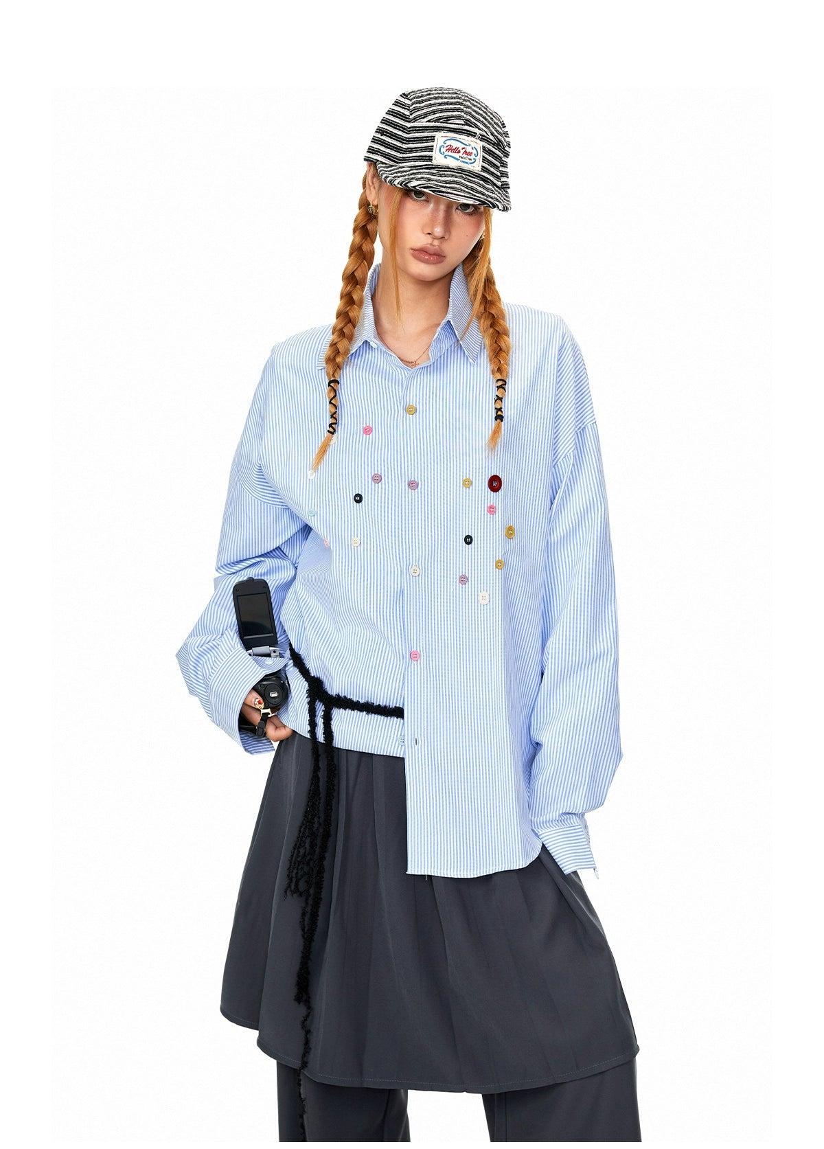 BB Multi-Buttons Striped Shirt-korean-fashion-Shirt-BB's Closet-OH Garments