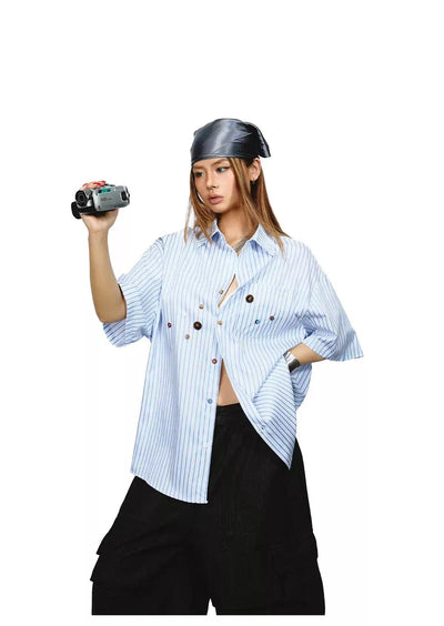 BB Multi-Buttons Striped Shirt-korean-fashion-Shirt-BB's Closet-OH Garments