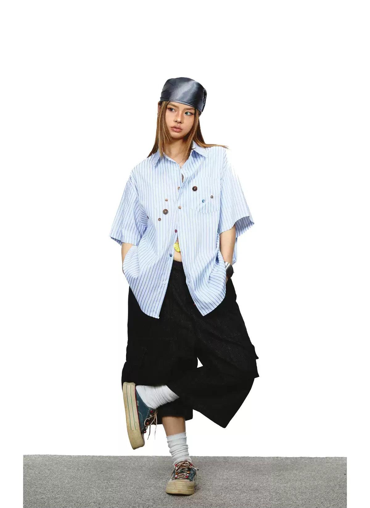 BB Multi-Buttons Striped Shirt-korean-fashion-Shirt-BB's Closet-OH Garments