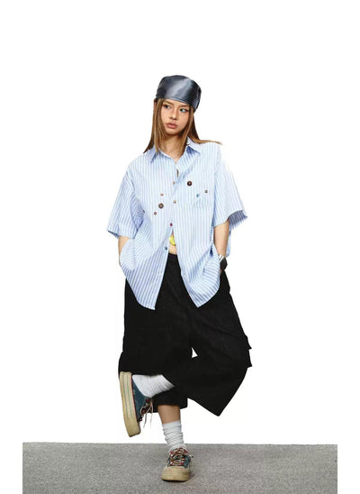 BB Multi-Buttons Striped Shirt-korean-fashion-Shirt-BB's Closet-OH Garments