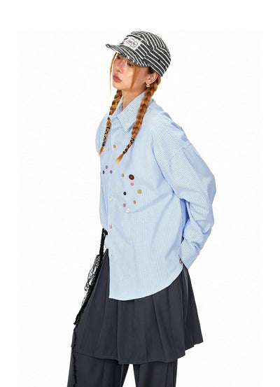 BB Multi-Buttons Striped Shirt-korean-fashion-Shirt-BB's Closet-OH Garments
