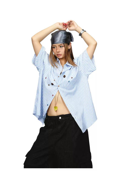 BB Multi-Buttons Striped Shirt-korean-fashion-Shirt-BB's Closet-OH Garments