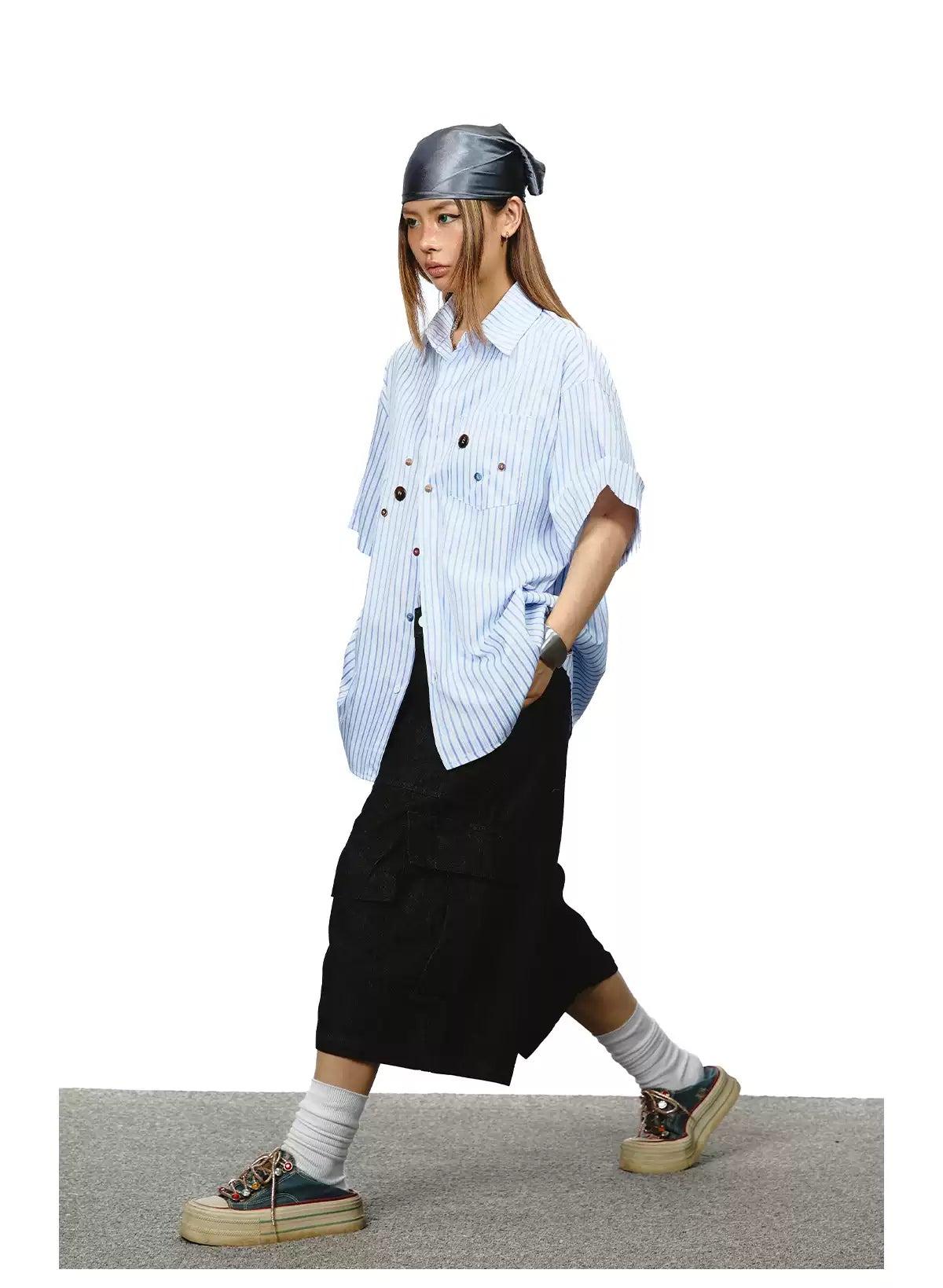 BB Multi-Buttons Striped Shirt-korean-fashion-Shirt-BB's Closet-OH Garments