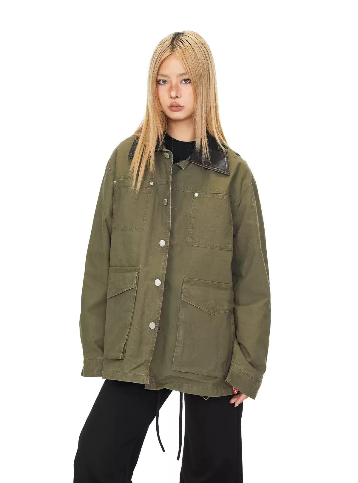 BB Multiple Pockets Long Denim Jacket-korean-fashion-Jacket-BB's Closet-OH Garments