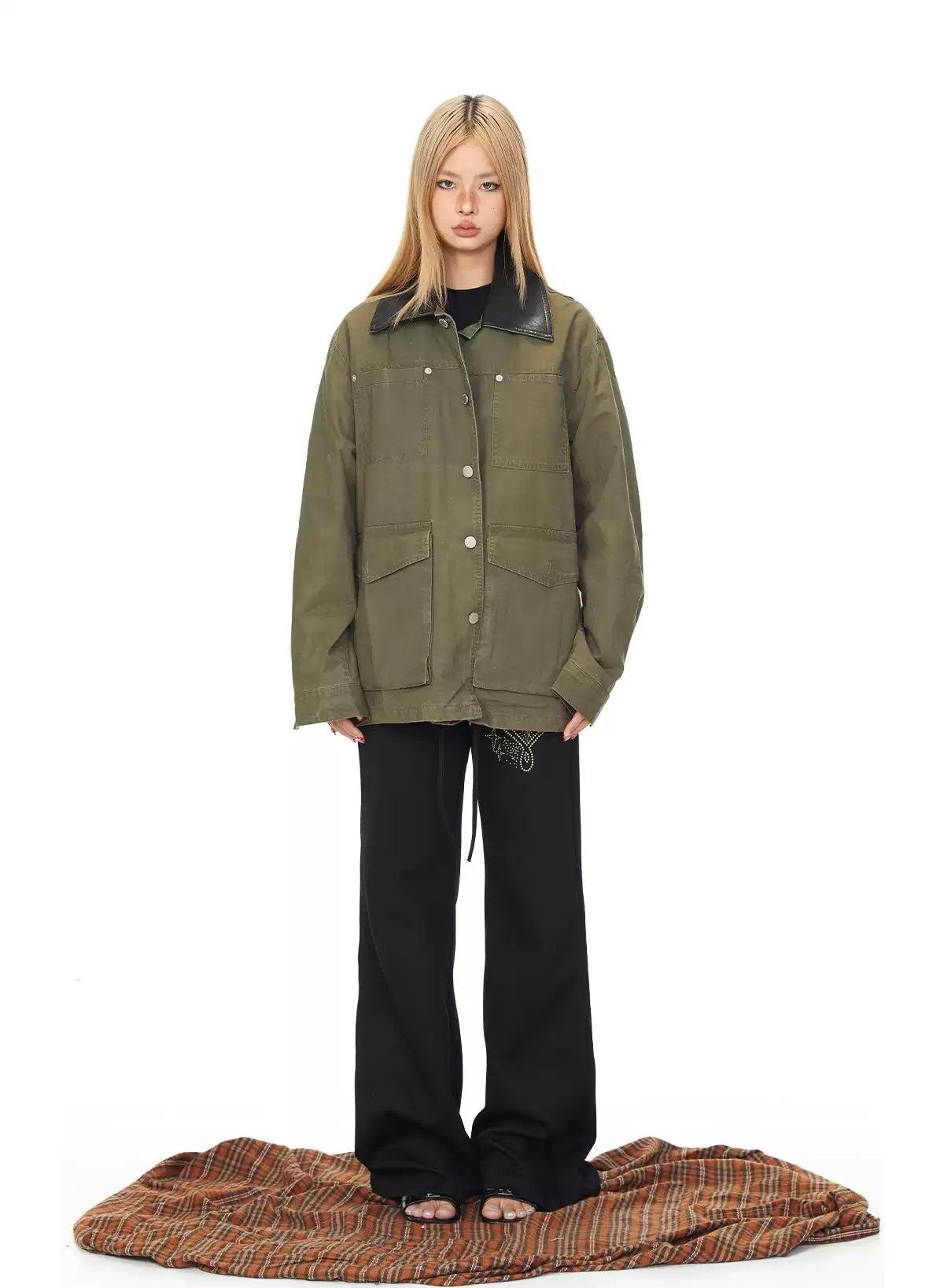 BB Multiple Pockets Long Denim Jacket-korean-fashion-Jacket-BB's Closet-OH Garments