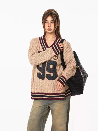 BB Number 99 School Style Sweater-korean-fashion-Sweater-BB's Closet-OH Garments