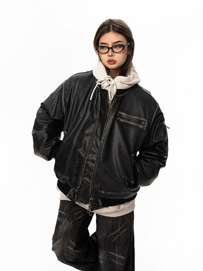 BB Old Polished Moto PU Leather Jacket-korean-fashion-Jacket-BB's Closet-OH Garments