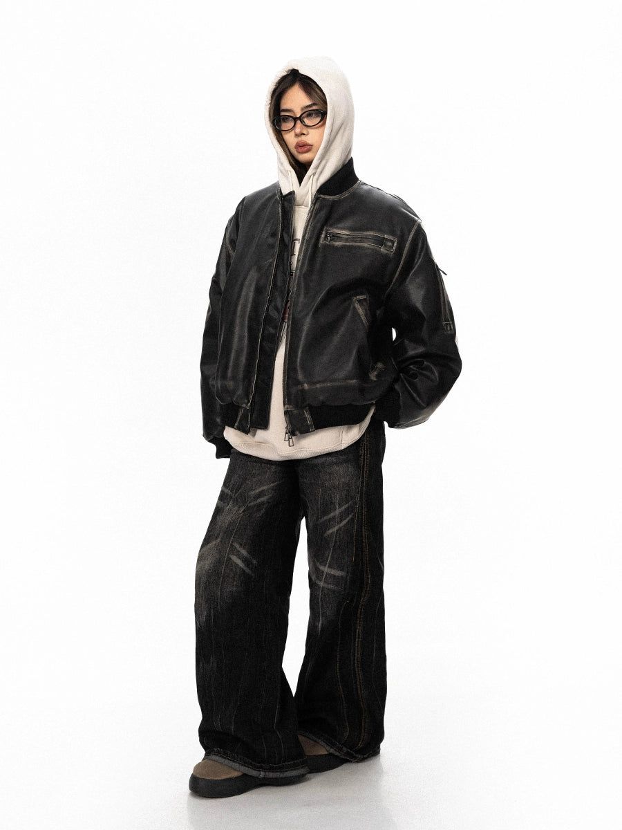 BB Old Polished Moto PU Leather Jacket-korean-fashion-Jacket-BB's Closet-OH Garments