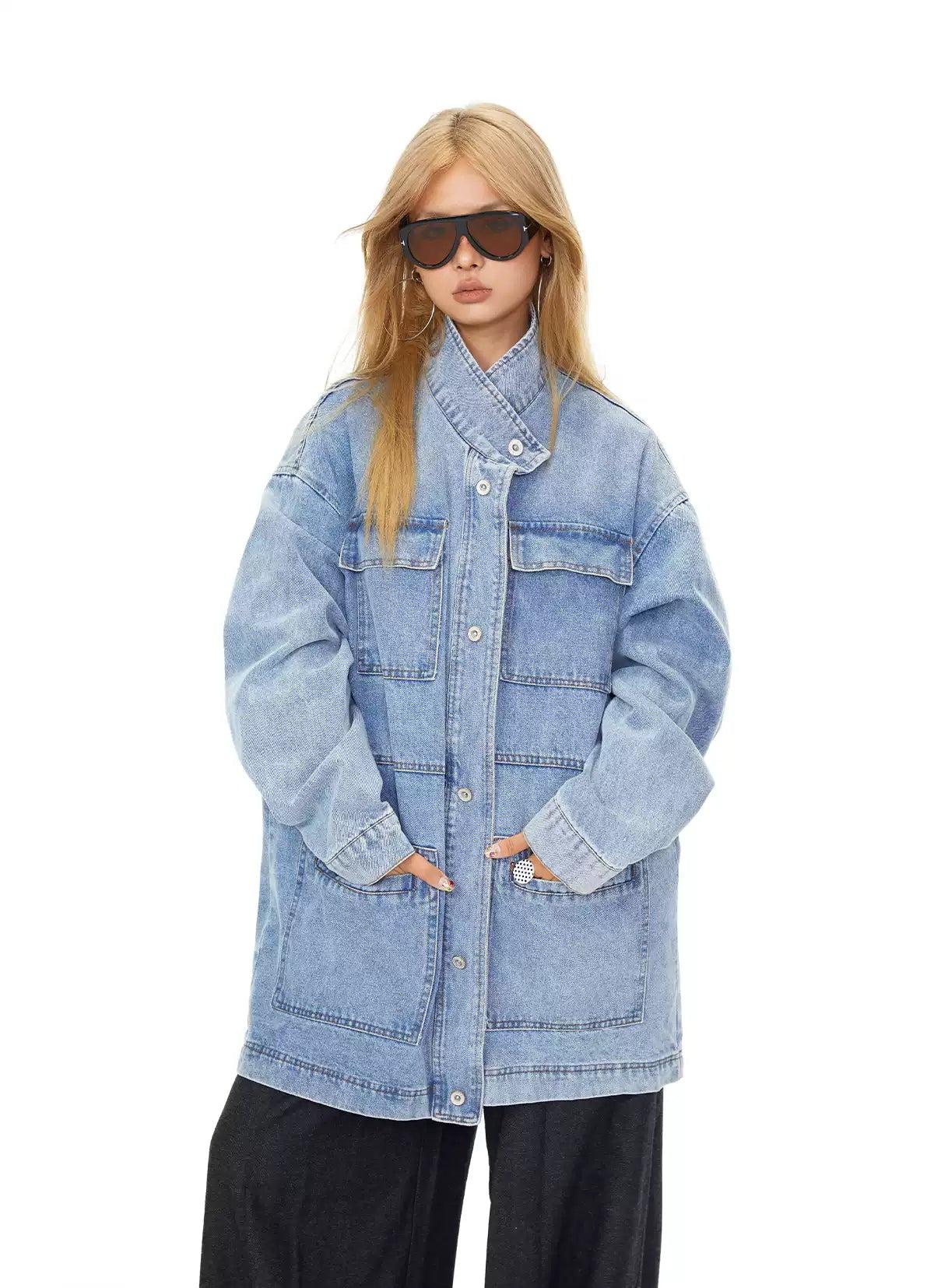 BB Oversized Multiple Pockets Denim Jacket-korean-fashion-Jacket-BB's Closet-OH Garments